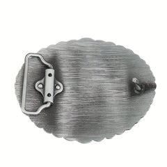 Zinc Oval Embossed Belt Buckle Charm Clasp Hook Jeans Accessory