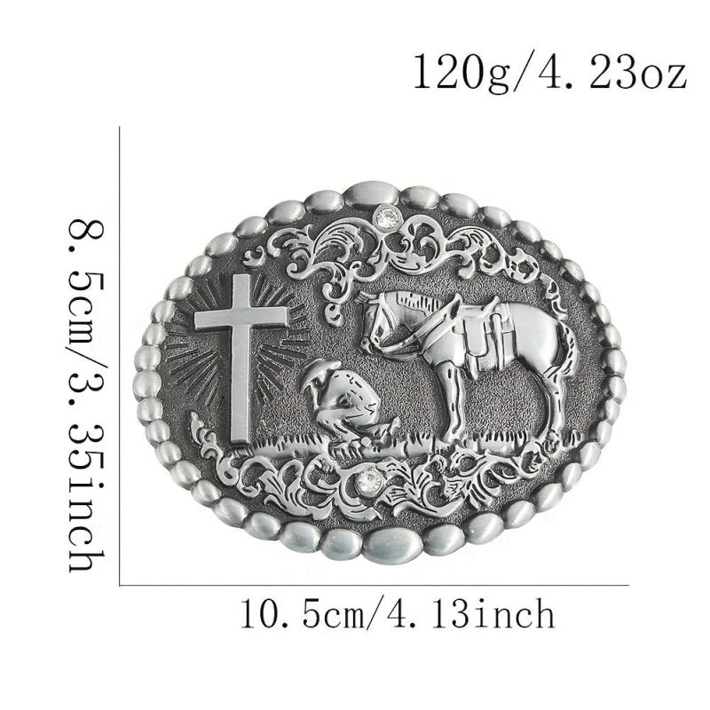 Zinc Oval Embossed Belt Buckle Charm Clasp Hook Jeans Accessory