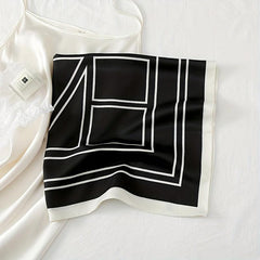 Stripe Print Casual Square Scarf & Bandana Women Headwrap Silk Satin