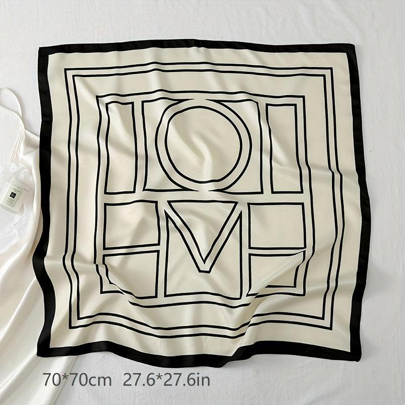 Stripe Print Casual Square Scarf & Bandana Women Headwrap Silk Satin