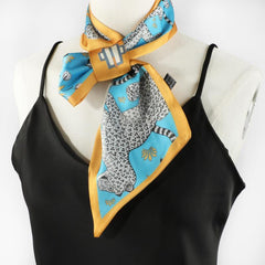 Animal Pattern Neck Scarf Small Shawl Hair Wrap Ribbon Scarf for Women