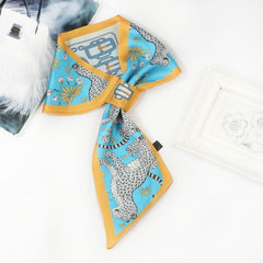 Animal Pattern Neck Scarf Small Shawl Hair Wrap Ribbon Scarf for Women