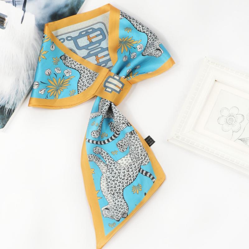 Animal Pattern Neck Scarf Small Shawl Hair Wrap Ribbon Scarf for Women