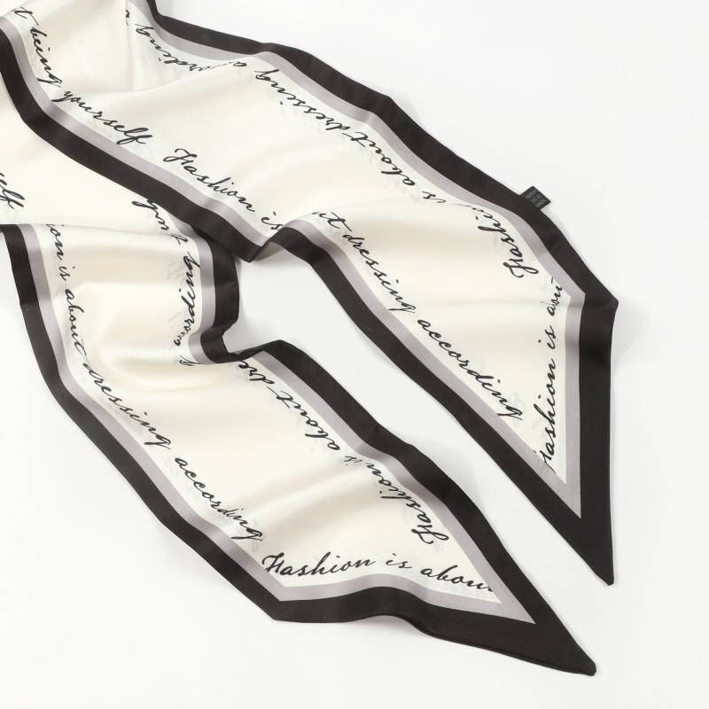 Border Ribbon Scarf Silk Feeling Skinny Scarf Neck Scarf Hairband
