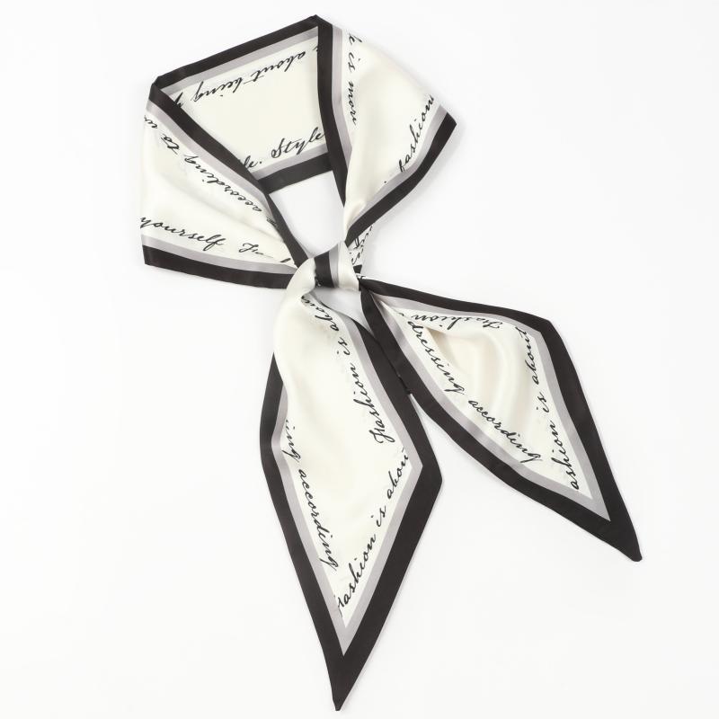 Border Ribbon Scarf Silk Feeling Skinny Scarf Neck Scarf Hairband