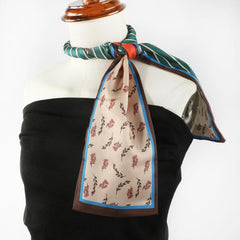 Floral Printed Skinny Scarf Silky Satin Neck Scarf Fashionable Hair Ribbon