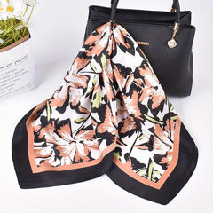 Flower Print Bandana Classic Silk Square Scarf