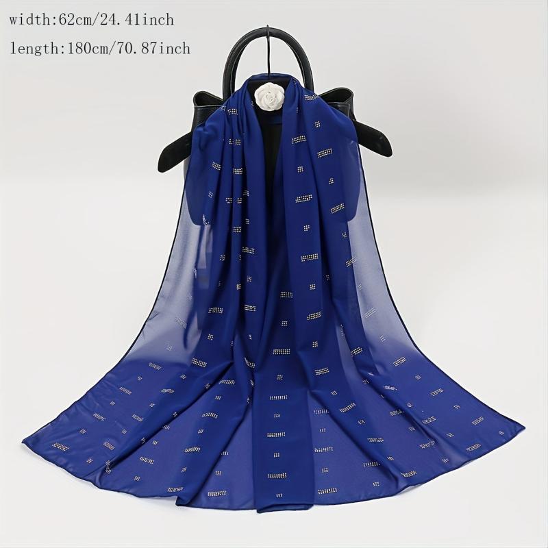 Rhinestone Decor Chiffon Shawl Scarf Wrap for Daily Decoration