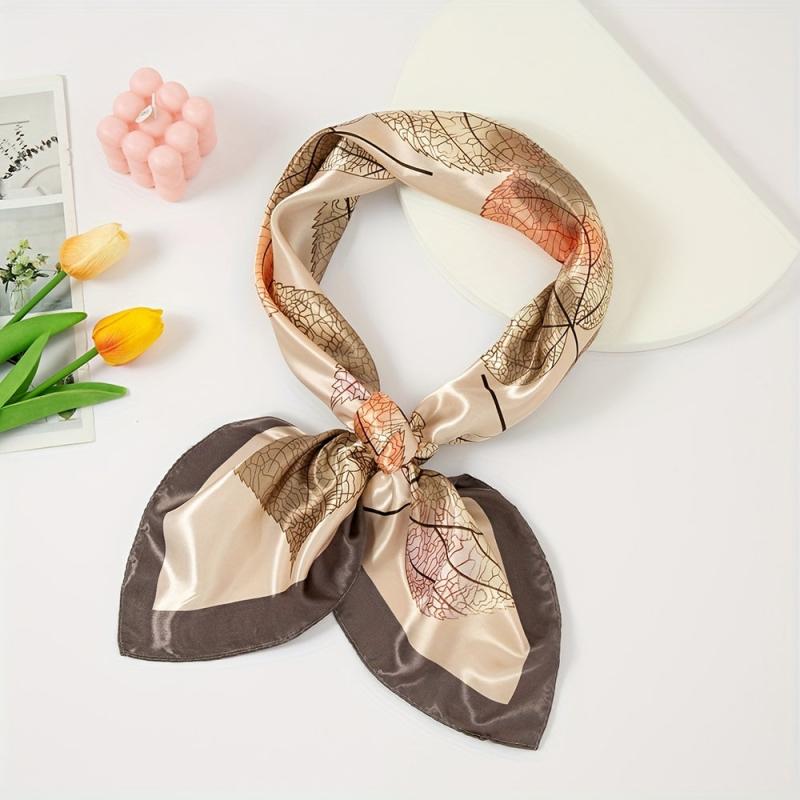 Sycamore Leaf Print Silk Square Scarf