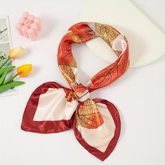 Sycamore Leaf Print Silk Square Scarf