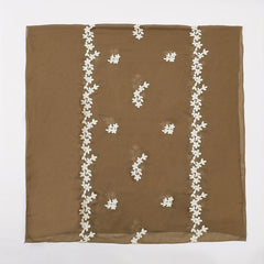 Vintage Flower Embroidery Scarf Khaki Shawl Breathable Hijab