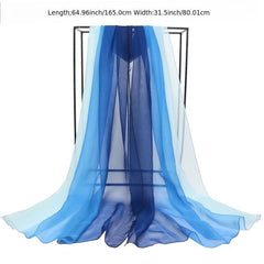Women Silk Scarf Long Gradient Sun Protection Beach Shawl