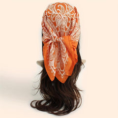Boho Paisley Printed Square Scarf Silk Feeling Headscarf 70x70cm