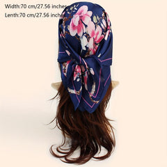 Flower Printed Square Scarf Silky Soft Headscarf Hair Wraps For Sleep