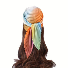 Pleated Gradient Bandana Square Scarf Woman Neck...