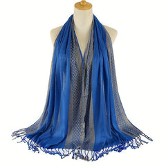 Hot Stamping Long Tassel Scarf Hijab Solid Shawl Casual Head Wrap