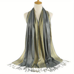 Hot Stamping Long Tassel Scarf Hijab Solid Shawl Casual Head Wrap