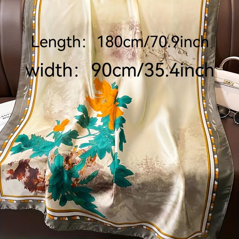 Satin Print Scarf Sunscreen Shawl for Women