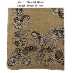 Flower Print Shawl Plaid Long Warm Winter Clothes Shawl Coldproof