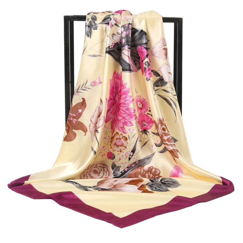 Satin Square Scarf Silk Large Neckerchief Accessory