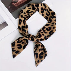 Leopard Neckerchief Long Ribbon Skinny Scarf Headband Hair Ribbon