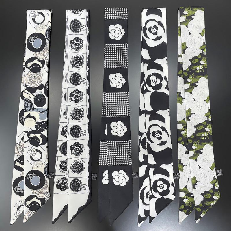 Rose Flower Neckerchief Long Ribbon Skinny Scarf Headband Sash