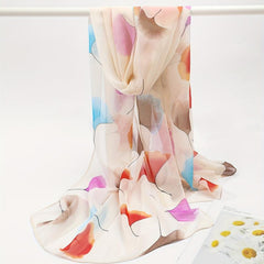 Colorful Ginkgo Leaf Print Scarf Hijab Shawl Windproof Head Wraps Bandana