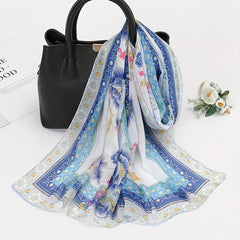 Colorful Floral Bohemia Scarf Thin Shawl Outdoor Sunscreen Head Wrap
