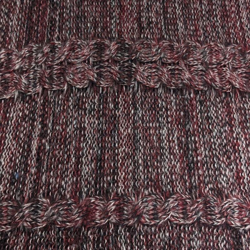 Wine Red Ribbed Knitted Cape Tassel Shawl Warm Pullover Cardigan