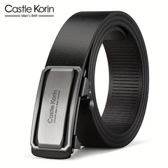 Men's Leather Inner Wear Belt Auto Buckle Casual 47.24in Length