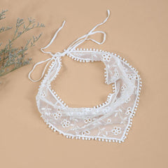 Floral Embroidery Triangle Scarf Lace Hollow Out Head Covering Bandana Neckerchi
