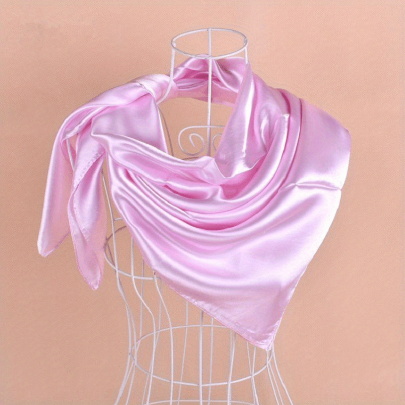 Solid Satin Large Bandana Silk Square Scarf Classic Windproof Shawl