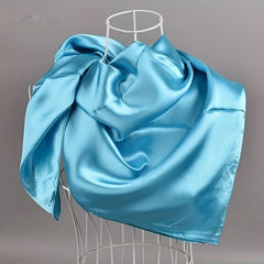 Solid Satin Large Bandana Silk Square Scarf Classic Windproof Shawl