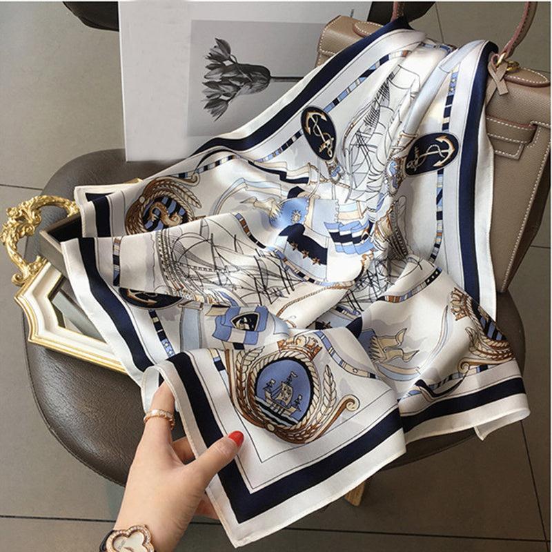 Flower Plaid Print Square Scarf Women Casual Shawl Sunscreen Windproof Head Wrap