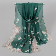 Floral Chiffon Scarf Boho Shawl Casual Travel Beach Towel