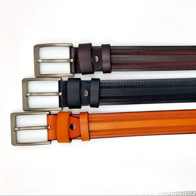 Men's Leather Belt Pin Buckle Casual Belt Durable Pants Belt