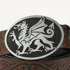 Men's Retro Embossed Oval Pixiu Buckle