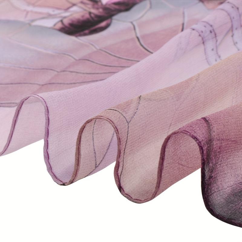 Classic Flower Print Scarf Thin Breathable Shawl Gauze Scarves