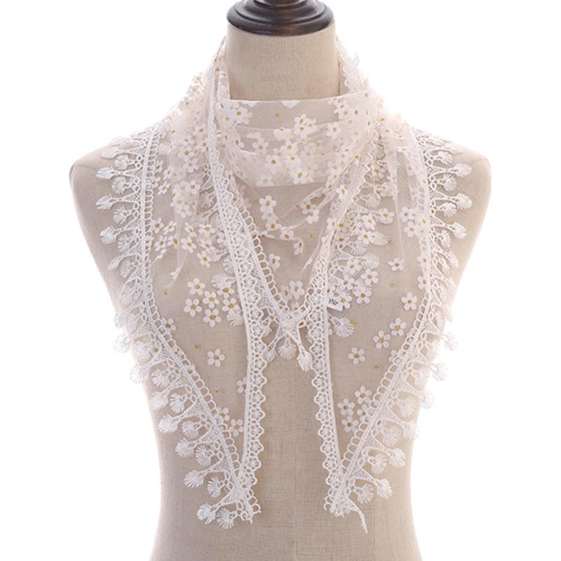 Floral Print Bridal Triangle Scarf Cathedral Head Wrap Lace Shawl Latin Scarf