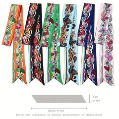Twill Satin Scarf Female Long Ribbon Necktie French Flower Wave Hairband
