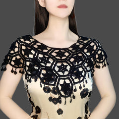 Vintage Hollow Out Tassel Shawl & Breathable Wrap