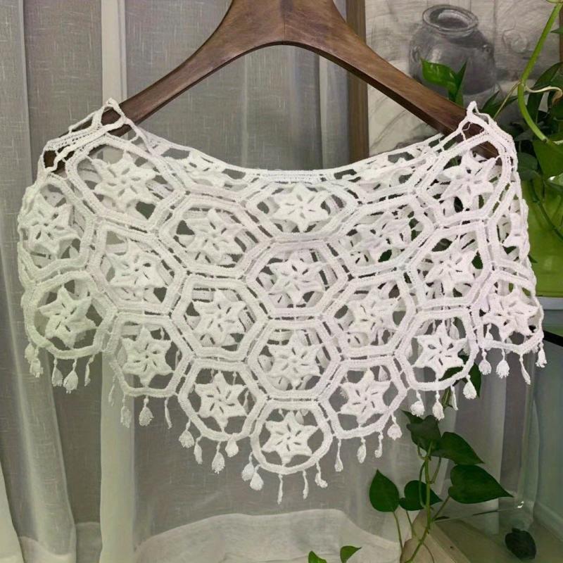 Vintage Hollow Out Tassel Shawl & Breathable Wrap