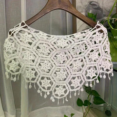 Vintage Hollow Out Tassel Shawl & Breathable Wrap