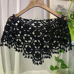 Vintage Hollow Out Tassel Shawl & Breathable Wrap