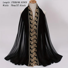 Flower Embroidery Chiffon Scarf Lace Hijab Thin Breathable Shawl Women Headscarf