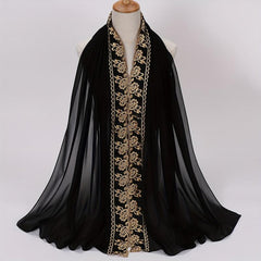 Flower Embroidery Chiffon Scarf Lace Hijab Thin Breathable Shawl Women Headscarf