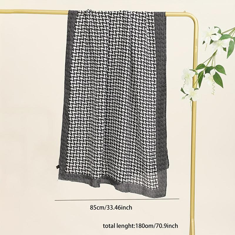 Houndstooth Scarf Shawl Wrap Head Wrap Gift For Mother