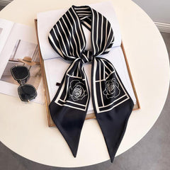 Silk Twilly Scarf Satin Neckerchief Women's Hair Ribbon Bag Wrap