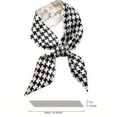 Geometric Print Skinny Scarf Silk Block Ribbon Necktie Neckerchief