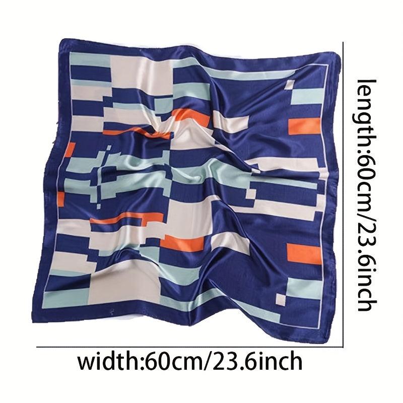 Block Print Square Scarf Satin Neckerchief Bandana Women Head Wrap